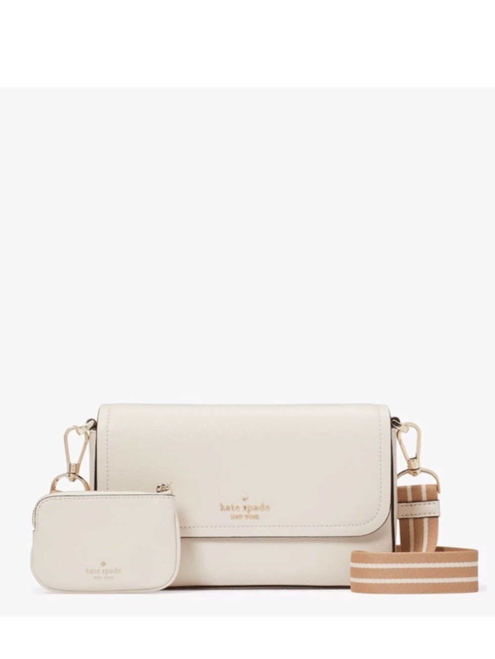 ♠️Kate Spade Rosie Pebbled Leather Flap Crossbody Bag, Parchment White NWT
